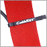 CableKEY hides cable behind thin red nylon guitar strap